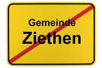 Illustration eines Ortsschildes der Gemeinde Ziethen in Brandenburg