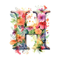 Modern monogram H watercolor, great design for any purposes. alphabet
