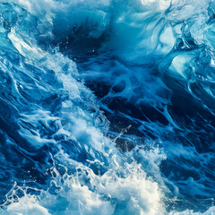 Ocean waves seamless pattern. Sea wave blue background. Generative AI