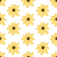 seamless pattern yellow flower isolated on white background