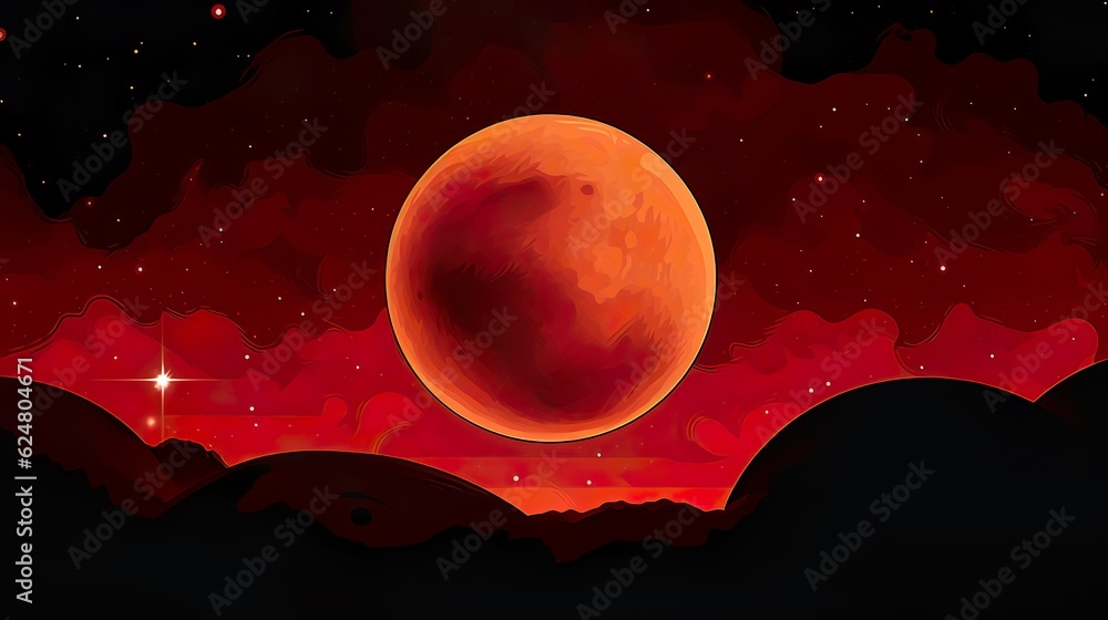 Poster abstract background eclipse. an abstract background sets the stage for a captivating red eclipse ill
