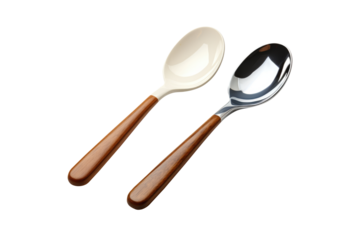 2 spoons isolated on transparent background. Generative Ai
