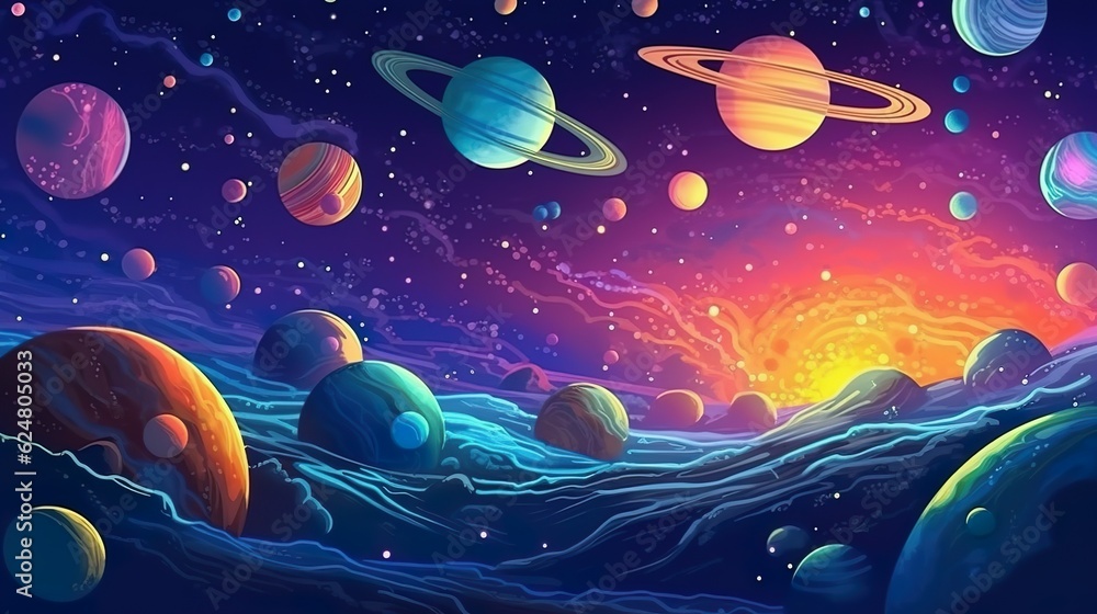 Aufkleber abstract background planets and solar system. celestial journey with an intricate illustration of pl