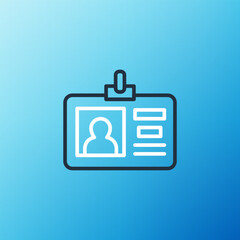 Fototapeta premium Line Identification badge icon isolated on blue background. It can be used for presentation, identity of the company, advertising. Colorful outline concept. Vector