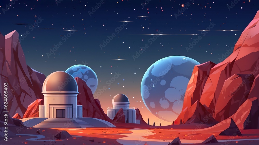Aufkleber background telescope and space observatory. the vastness of space with a mesmerizing illustration of