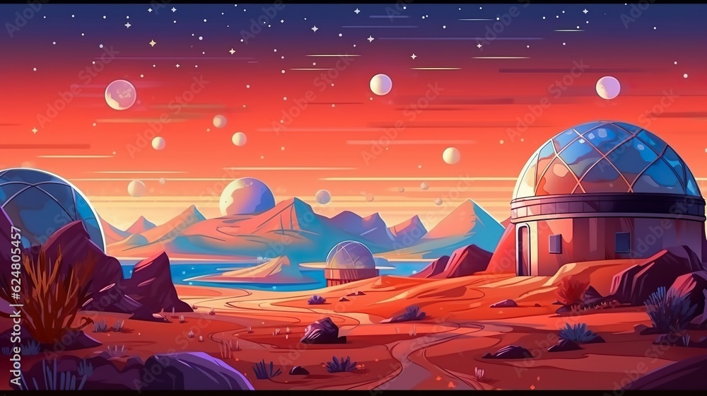 Poster background telescope and space observatory. the depths of the universe with a captivating illustrati