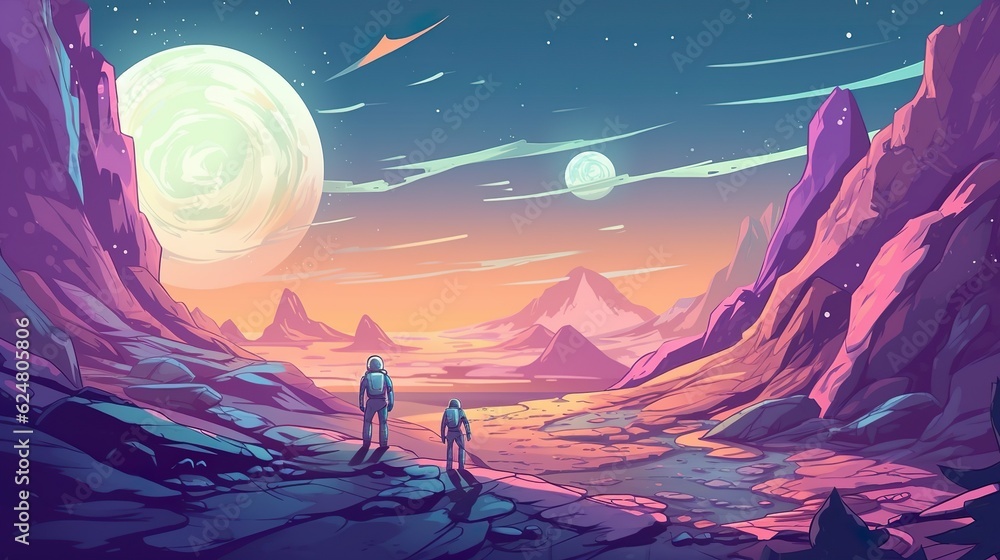 Poster abstract background astronauts. the extraordinary world of astronauts with a captivating illustratio