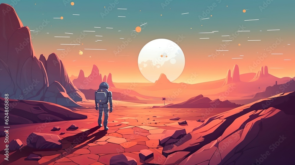Aufkleber abstract background astronauts. the cosmos alongside astronauts in a captivating illustration showca