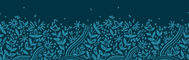 Abstract doodle seamless pattern with floral elements, fun background, great for summer textiles, banners, wallpapers - vector design
