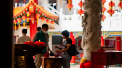 Obraz premium Candles in Thean Hou Temple, Kuala Lumpur, Malaysia