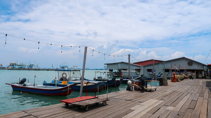 Fototapeta na wymiar View on a small harbour, Georgetown, Penang, Malaysia