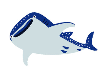 斜め下から見たジンベエザメの手描きイラスト