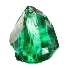 Emerald gem isolated on transparent background. Generative AI