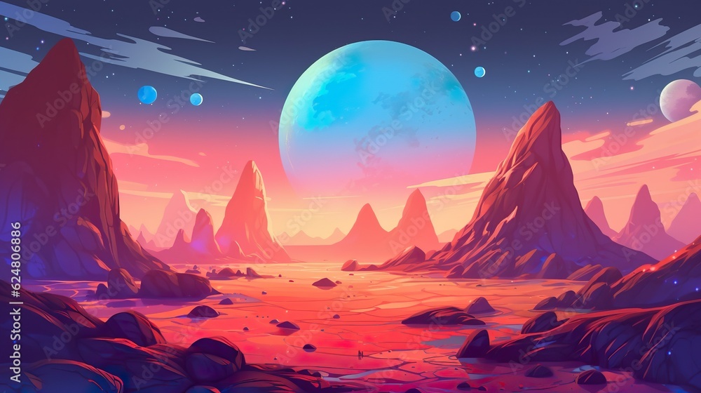 Poster abstract background exoplanets. the infinite possibilities of cosmic exoplanets depicted in a mesmer
