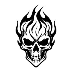 Skull with flames, burning skull, fire skull icon
