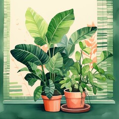 Boho Botanicals - Lush Green Plants in Watercolor