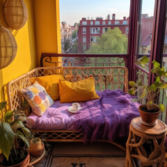 Bohemian eclectic style Small apartment balcony