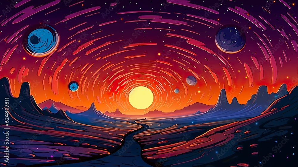 Poster background black holes and cosmic anomalies. cosmic anomalies depicted in an intriguing illustration