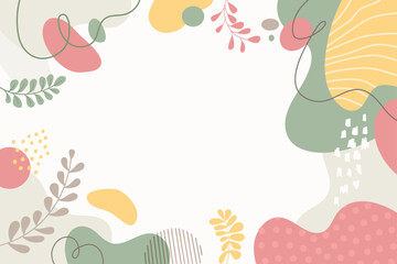 Colorful poster background vector illustration.Exotic plants, branches,art print for beauty, fashion and natural products,wellness, wedding and event.