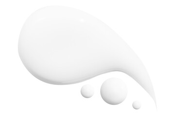 Ointments and drops of a beautiful white cream on an empty background. isolated