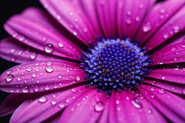 Fototapeta premium Close-up of a purple flower adorned with delicate dew drops. Captivating beauty in nature. Generative AI