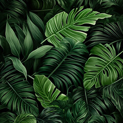 Tropical leaves pattern isolated white, create using generative AI tools