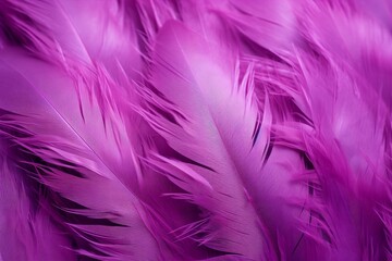 Fototapeta premium Macro photo of violet hen feathers. Beautiful texture for backgrounds or design. Stock image. Generative AI