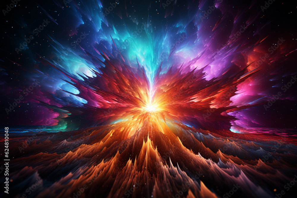Leinwandbilder Abstract fireworks exploding in a burst of colors, creating a dazzling display of light and energy. Generative AI technology.