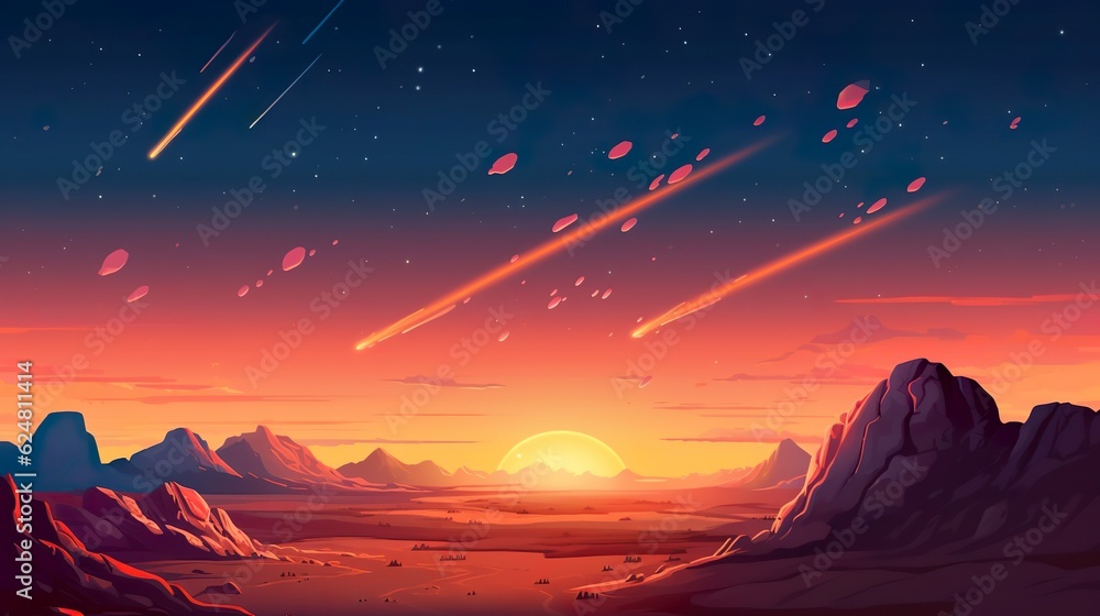 Poster abstract background comets. a stunning banner design featuring fire comets in the cosmos against an 
