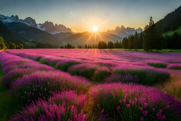 lavender field in the morning generated Ai