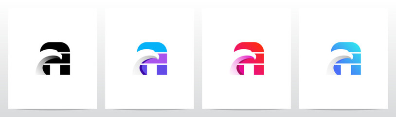 Eagle On Stripped Letter Logo Design A