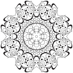 Hand drawn zentangle mandala for coloring page.