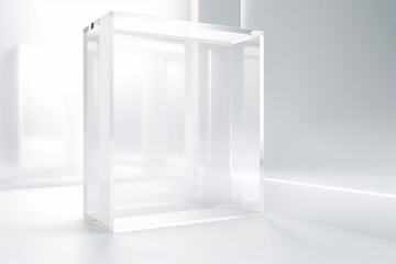 White plastic trendy transparent podium background. Generative AI