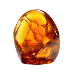 Amber gem isolated on transparent background. Generative AI