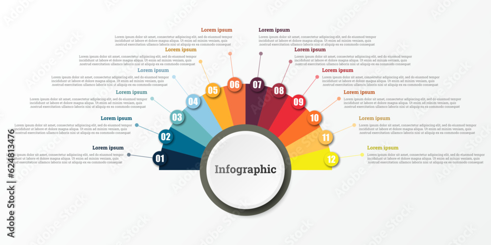 Poster infographic that reports about the workflow in each step with a total of 12 topics.