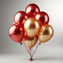 Red and gold balloons, generative ai