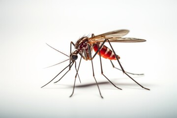 Detailed mosquito fly closeup on white isolated background. Generative AI