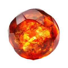 Fire Opal gem isolated on transparent background. Generative AI