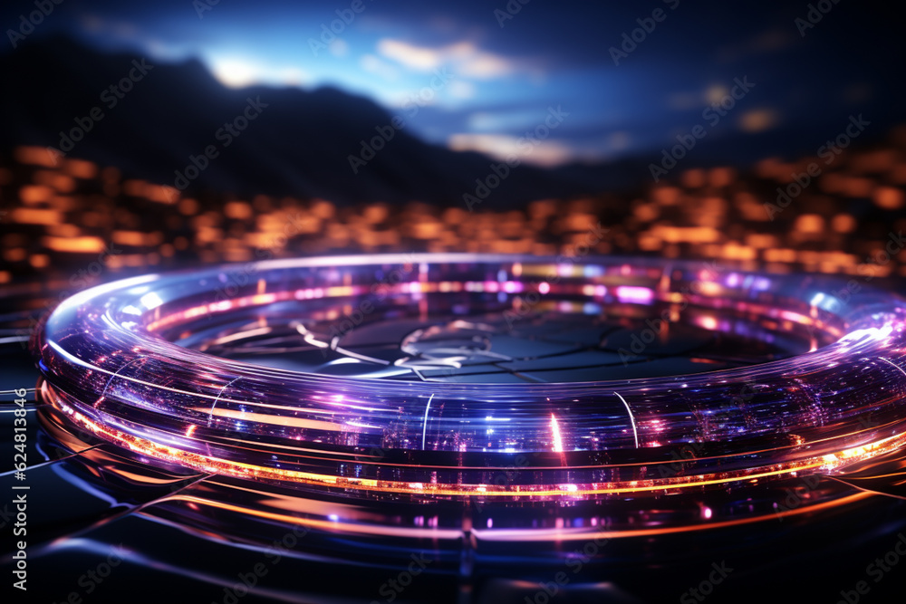Aufkleber Tunnel Sci-Fi looping environment, Technology digital abstract background.3d rendering illustration. Abstract creative futuristic background. Generative AI technology.