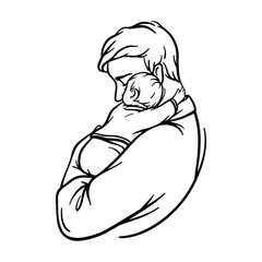 Obraz premium Father with baby. Happy fathers day. Vector illustration.