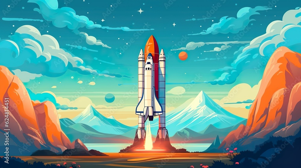 Poster abstract background rockets and space. space travel with a visually stunning banner design featuring