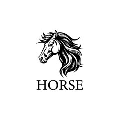 silhouette of a horse's head logo design template vector icon illustration