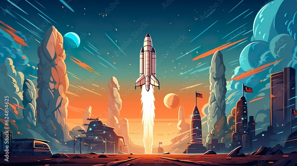 Aufkleber abstract background rockets and space. the thrill of space exploration with a dynamic banner design 