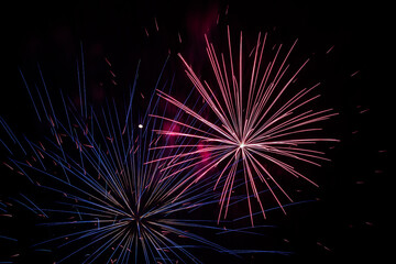 Bright fireworks on night sky