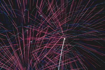 Bright fireworks on night sky