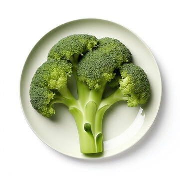 Juicy delicious broccoli lies on beautiful plate, Ai generated