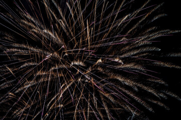 Bright fireworks on night sky