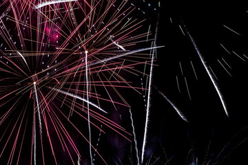Bright fireworks on night sky