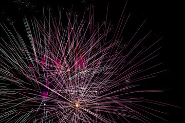 Bright fireworks on night sky