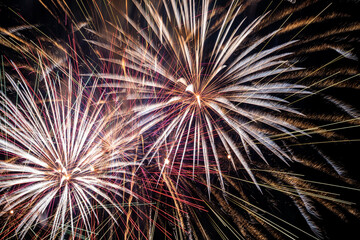Bright fireworks on night sky
